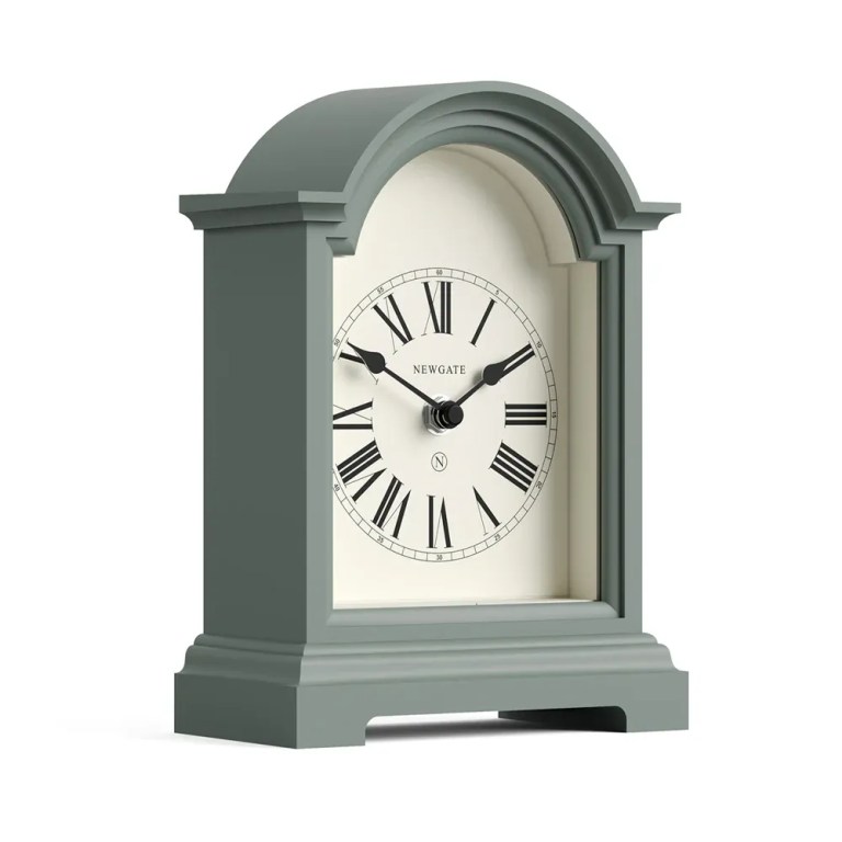 newgate fillmore mantel clock asparagus green Sage green arched mantel clock with Roman numerals