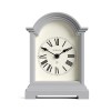 Grey arched mantel clock with Roman numerals
