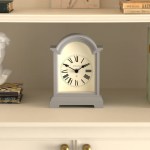 newgate fillmore mantel clock clockwork grey Classic mantel clock on white shelf