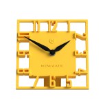 Modern yellow square wall clock with black hands