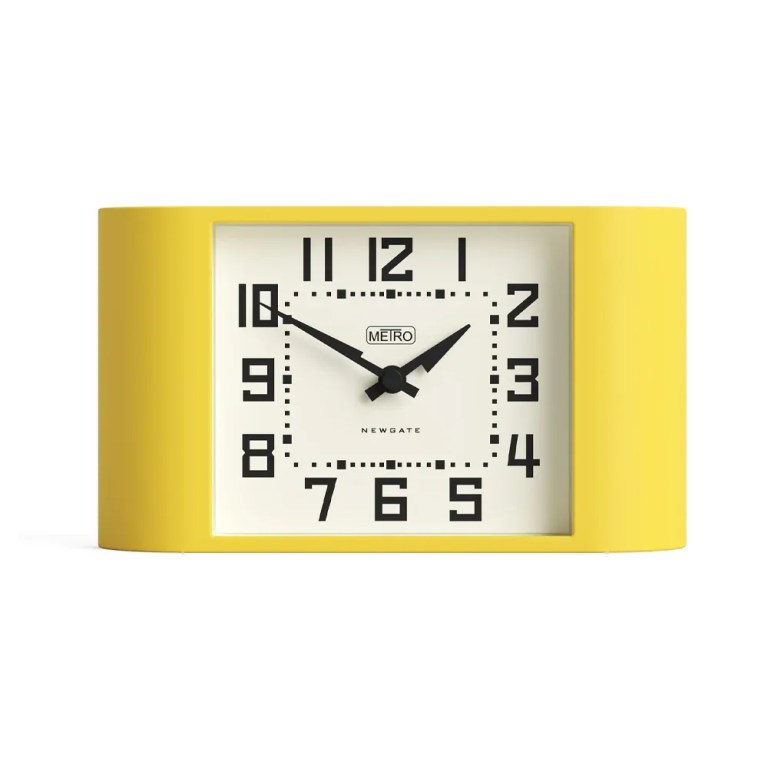 v398 ng manmmet3cy 00.webp Yellow retro mantel clock with white face