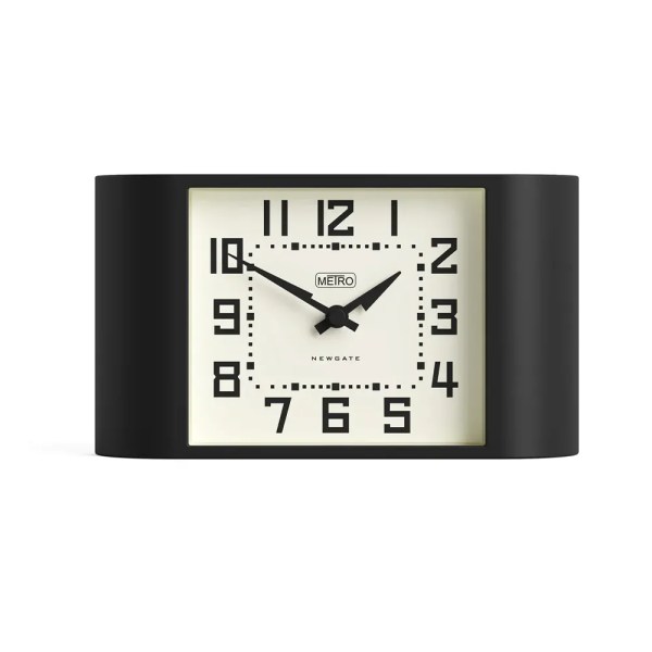 Black rectangular mantel clock with cream dial