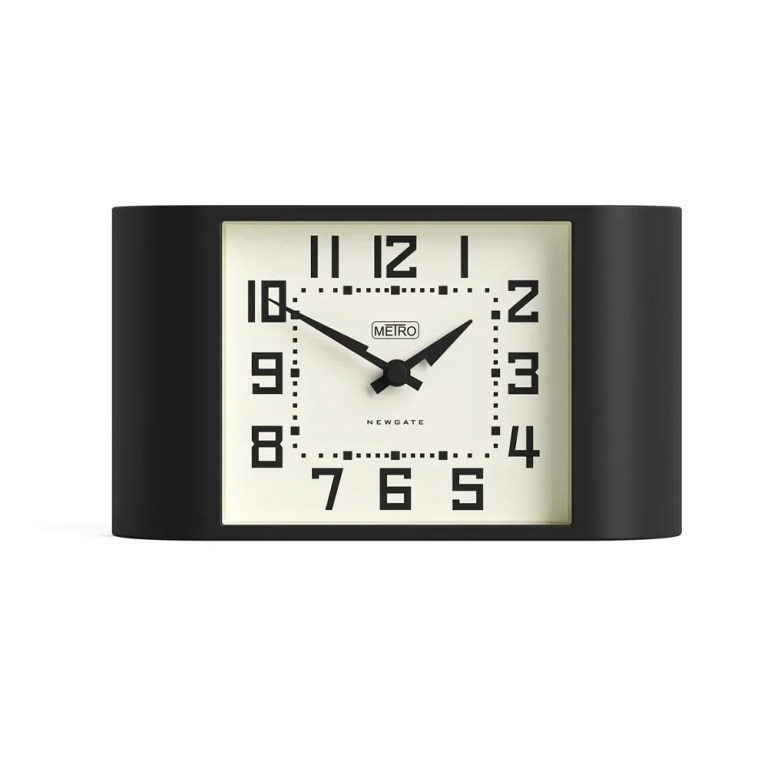 Black rectangular mantel clock with cream dial