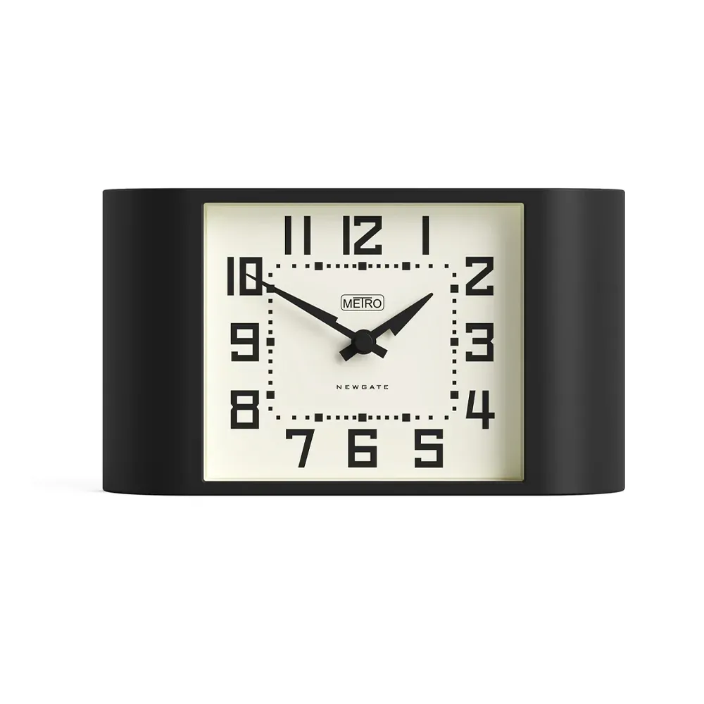 Black rectangular mantel clock with cream dial