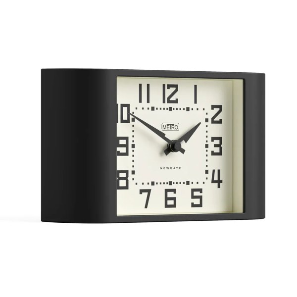 Black rectangular mantel clock with cream dial