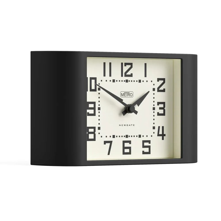 Black rectangular mantel clock with cream dial