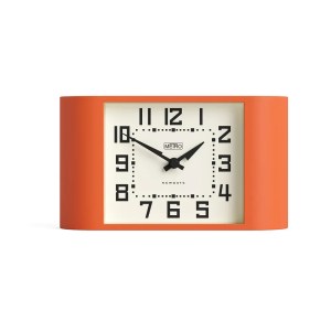 Orange retro alarm clock with square face