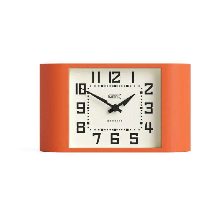 Orange retro alarm clock with square face