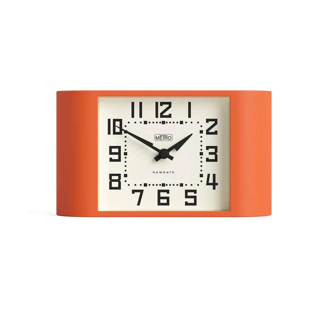 Orange retro alarm clock with square face