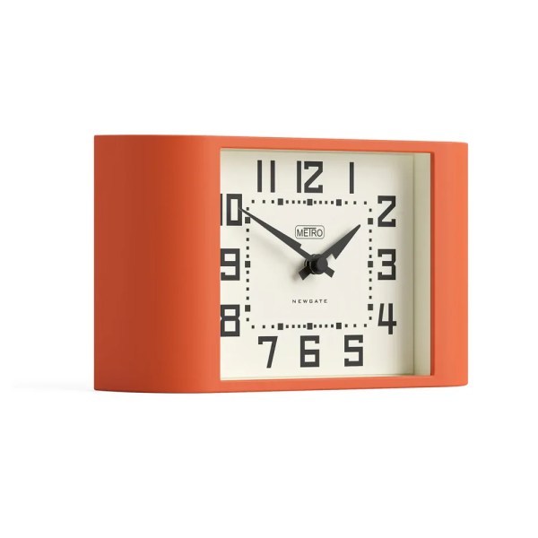 newgate mini metro mantel clock pumpkin orange Retro orange rectangular mantel clock with cream face