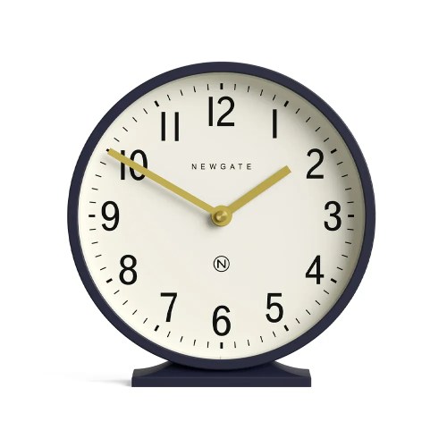 Modern navy desk clock showing ten past ten