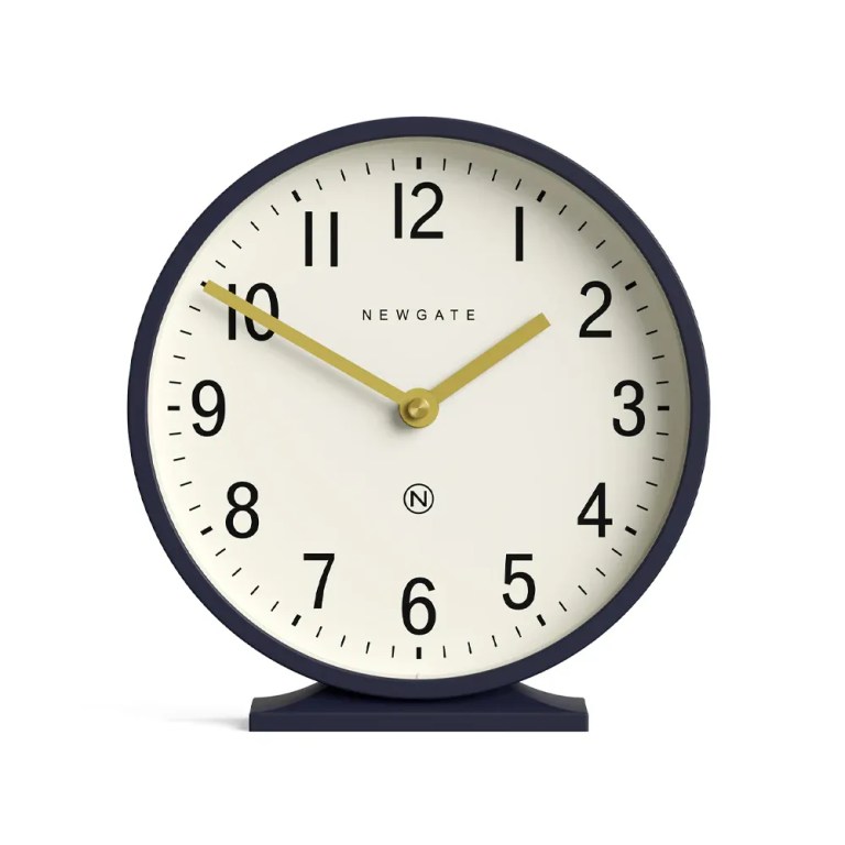 Modern navy desk clock showing ten past ten