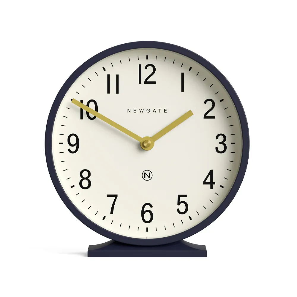 Modern navy desk clock showing ten past ten