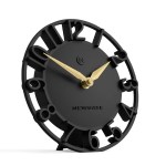 Black modern desk clock with gold hands