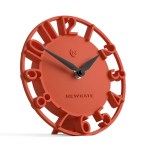 newgate timewarp mantel clock orange Red modern wall clock with cut-out numerals