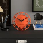 newgate timewarp mantel clock orange Orange modern desk clock with cut-out numbers