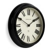 Black wall clock with Roman numerals