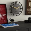 newgate time traveller wall clock grey Modern wall clock above stylish desk setup