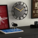 newgate time traveller wall clock grey Modern wall clock above stylish desk setup