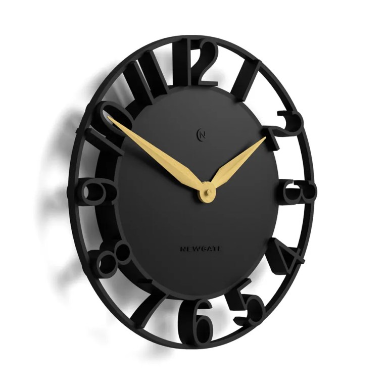 newgate time traveller wall clock black Modern black wall clock with gold hands