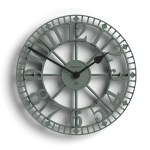Large sage green metal wall clock