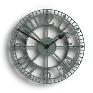 Large sage green metal wall clock