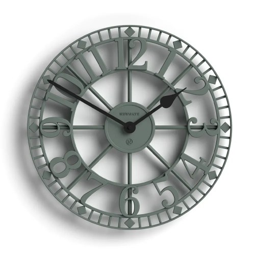 Large sage green metal wall clock
