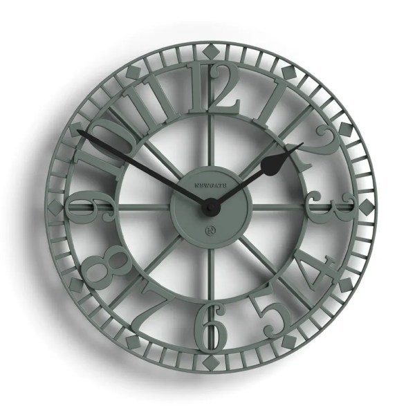 Large sage green metal wall clock