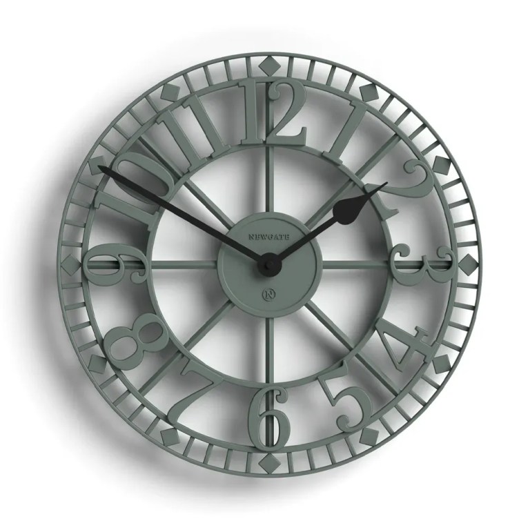 Large sage green metal wall clock
