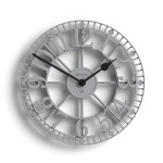 Large grey wall clock with black hands