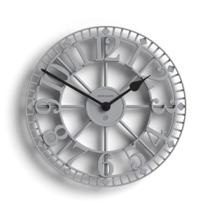 Large grey wall clock with black hands