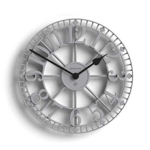 Large grey wall clock with black hands
