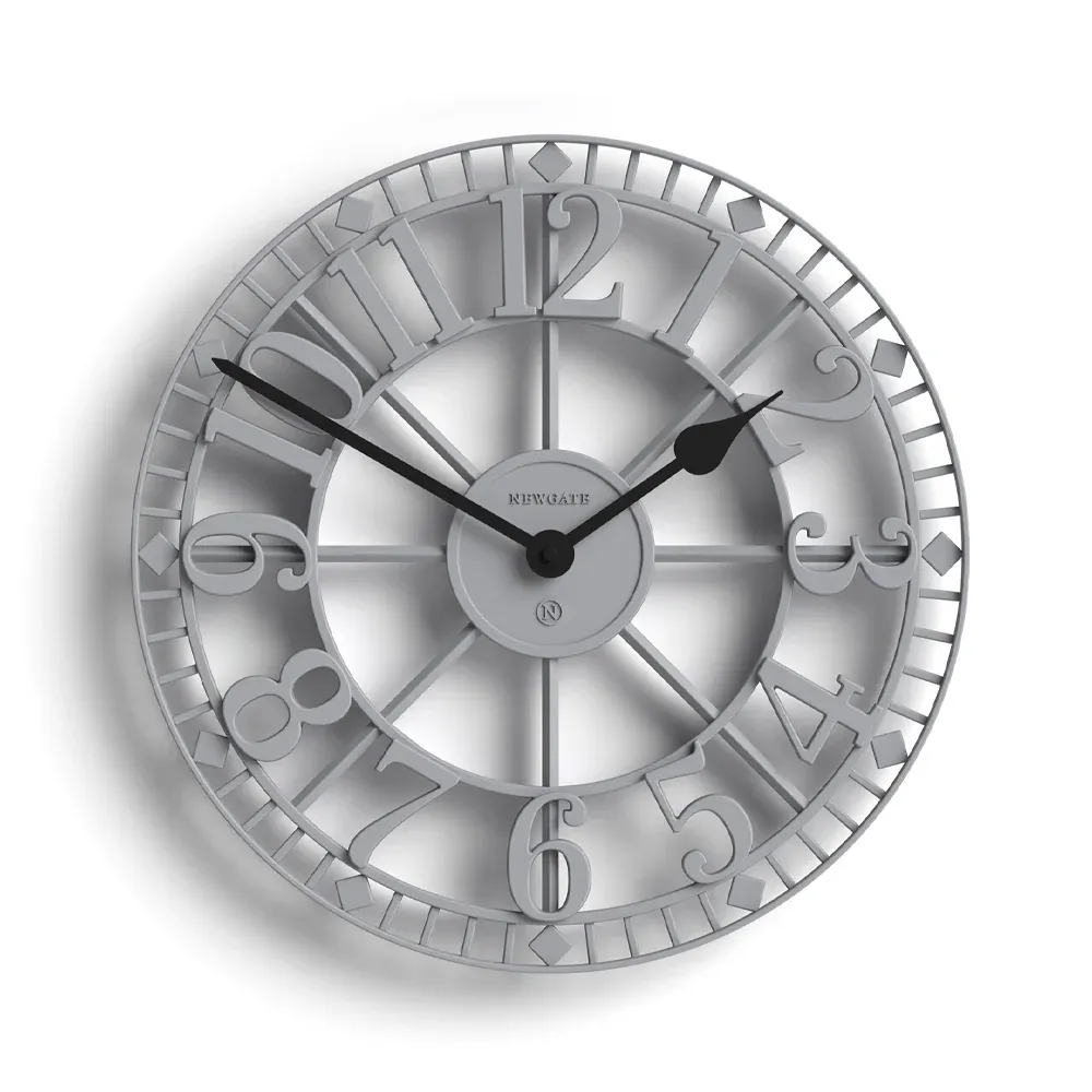 Large grey wall clock with black hands