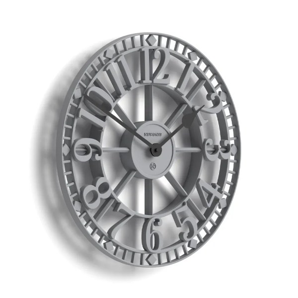 Large grey modern wall clock with bold numerals