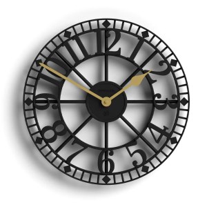 Black metal Roman numeral wall clock