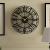 newgate warehouse wall clock black Large black metal wall clock with gold hands