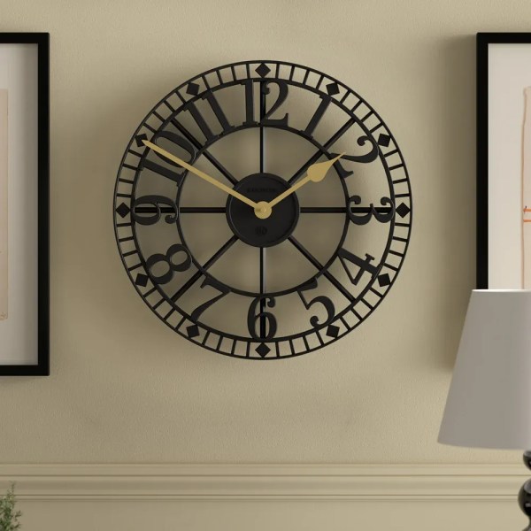 newgate warehouse wall clock black Large black metal wall clock with gold hands