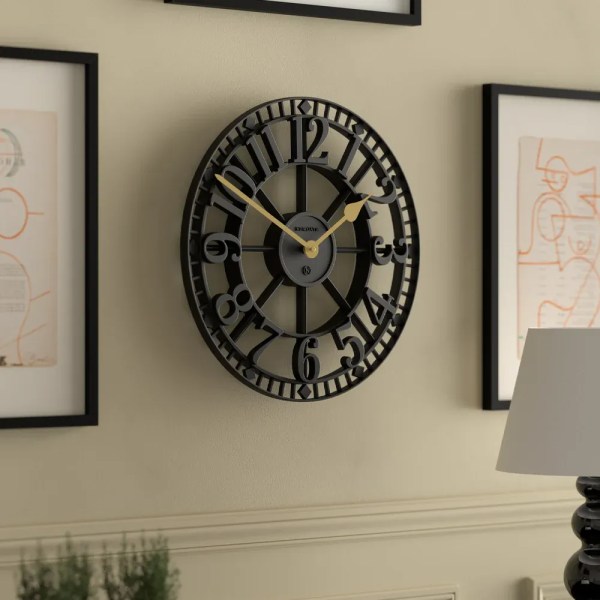 newgate warehouse wall clock black Black vintage wall clock with Roman numerals