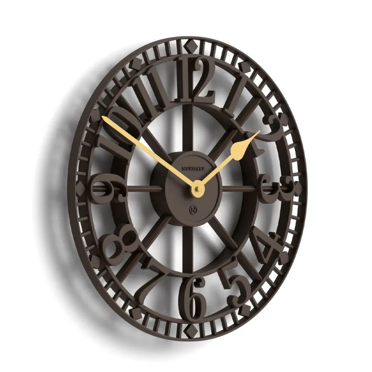 Large vintage metal wall clock with Roman numerals
