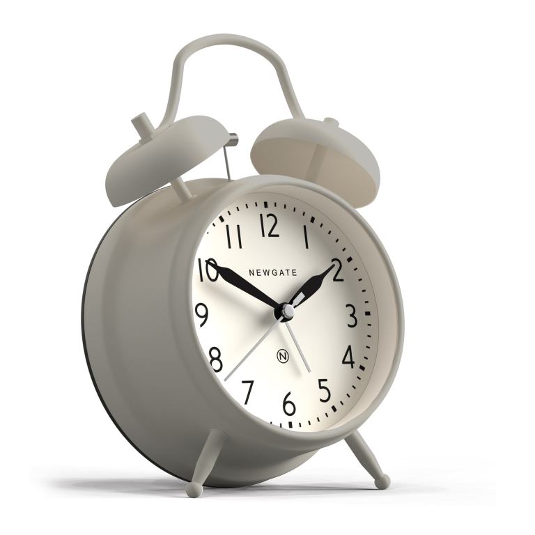 newgate new covent garden alarm overcoat grey Cream twin-bell alarm clock on white background
