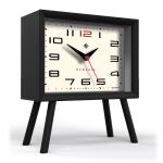newgate henry mantel clock neutral mono ii dial Black mid-century style desk clock with red accents