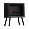 Back view of black Newgate clock on legs