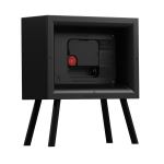 newgate henry mantel clock neutral mono ii dial Back view of black Newgate clock on legs
