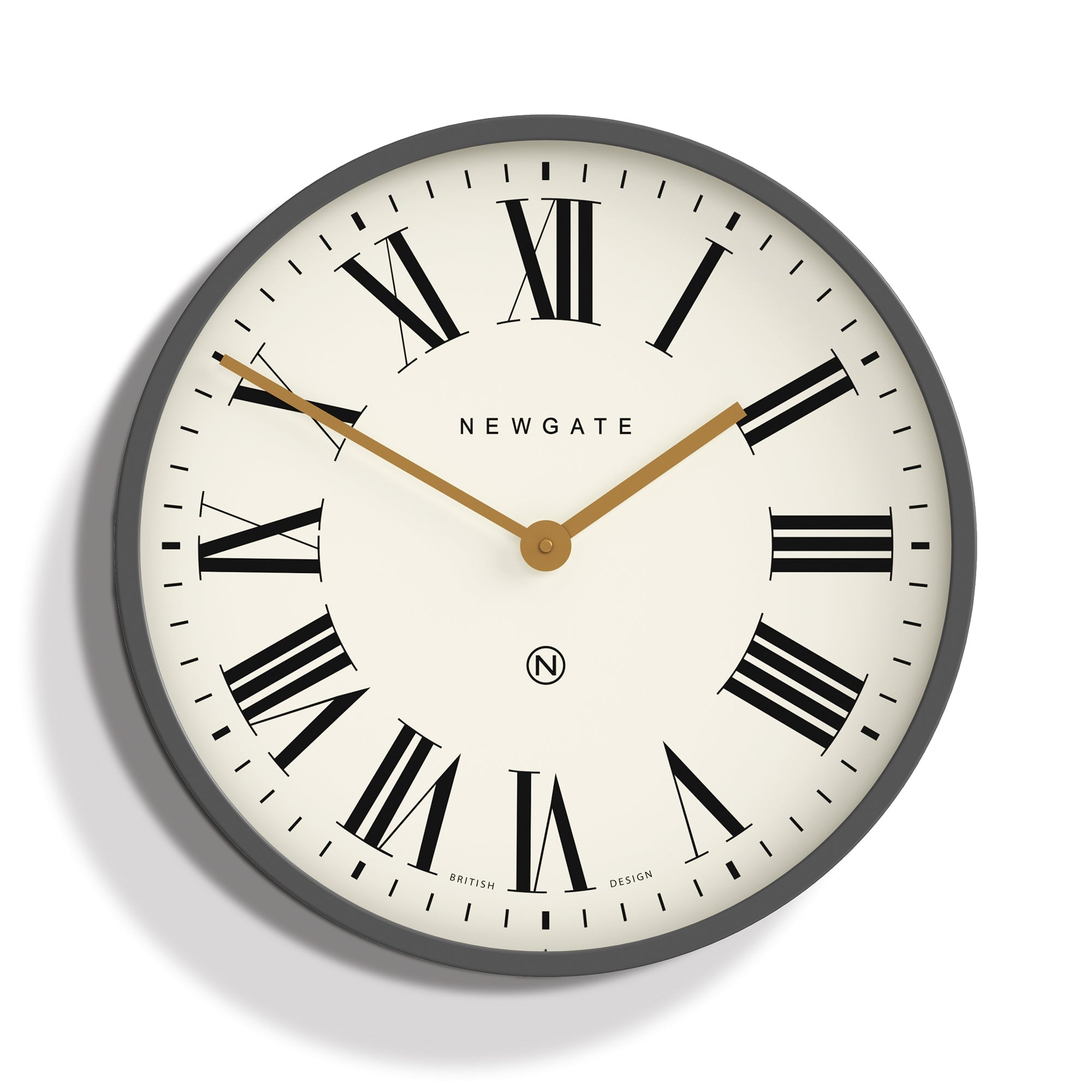 Close-up of Roman numeral wall clock