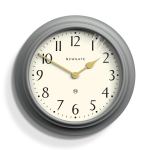 Grey framed wall clock showing ten past ten
