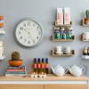 newgate westhampton clock posh grey Minimalist kitchen wall with clock and wooden shelves
