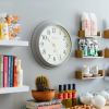 newgate westhampton clock posh grey Modern kitchen wall with clock and wooden shelves