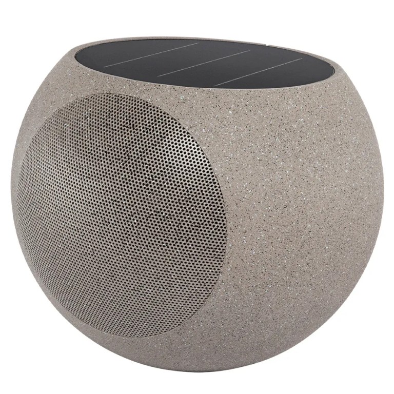 victrola zen premium solar garden speaker Solar-powered outdoor garden speaker with stone finish