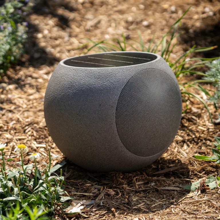 victrola zen premium solar garden speaker Solar-powered outdoor speaker styled as garden stone