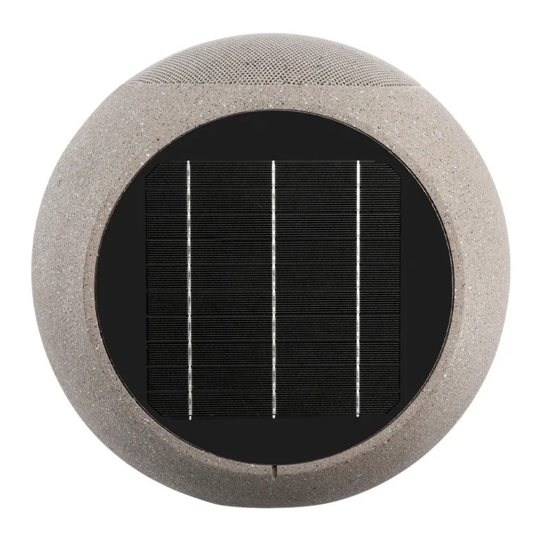 victrola zen premium solar garden speaker Round concrete solar garden light with panel